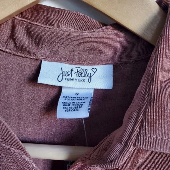 Just Polly Juniors Ruched Brown Slinky Sleeveless Collared Shirt Dress Size S - Picture 5 of 7